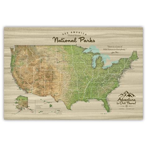 Usa National Parks Push Pin Map Single Panel Holy Cow Canvas