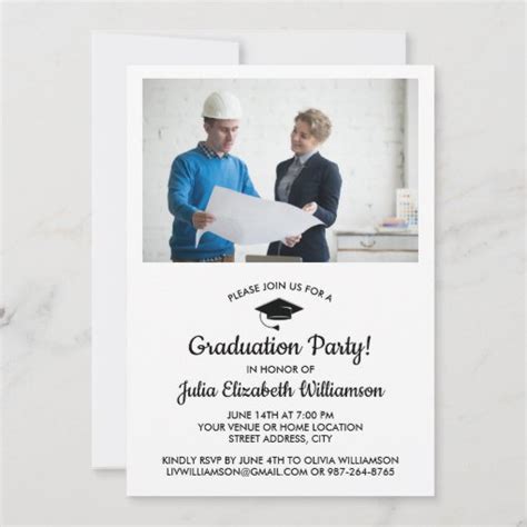 Architect Graduation Hats Off Grad Photo Party Invitation Zazzle