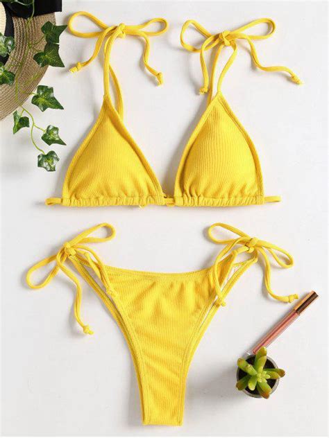 [54 off] 2020 tie shoulder string bikini in rubber ducky yellow zaful