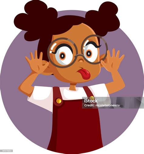 naughty girl making faces being rude vector cartoon illustration stock illustration download