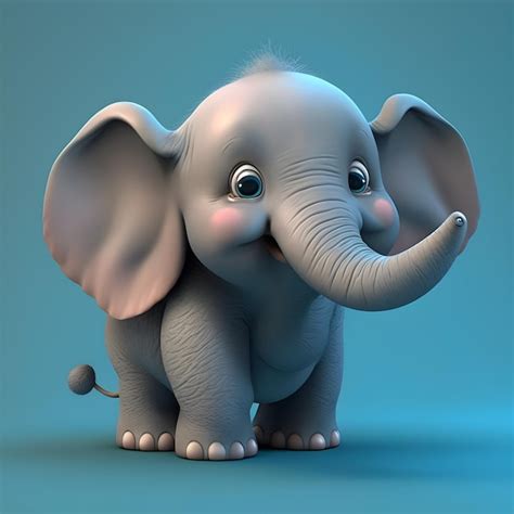 Super Lindo Pequeño Elefante Bebé Representado En El Estilo De Dibujos