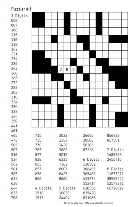Free Downloadable Number Fill In Puzzle - # 001 - Get Yours Now - Free ...