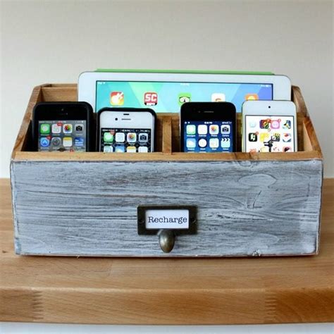 His and hers phone charging station. Remodelaholic | 25 DIY Charging Station Ideas