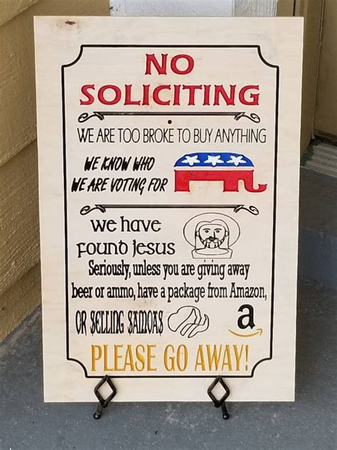 Funny No Soliciting Sign Funny Outdoor Decor Gop Amazon Etsy Singapore