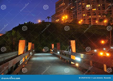 Miraflores Night View Of The Villena Bridge Stock Photo Image Of Road