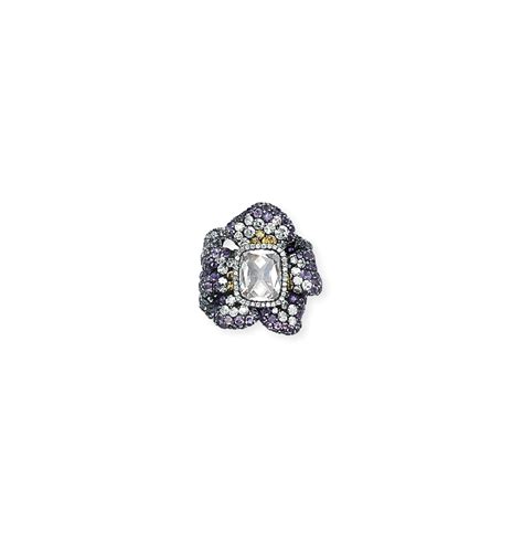 A Diamond And Amethyst Three Violets Ring By Jar