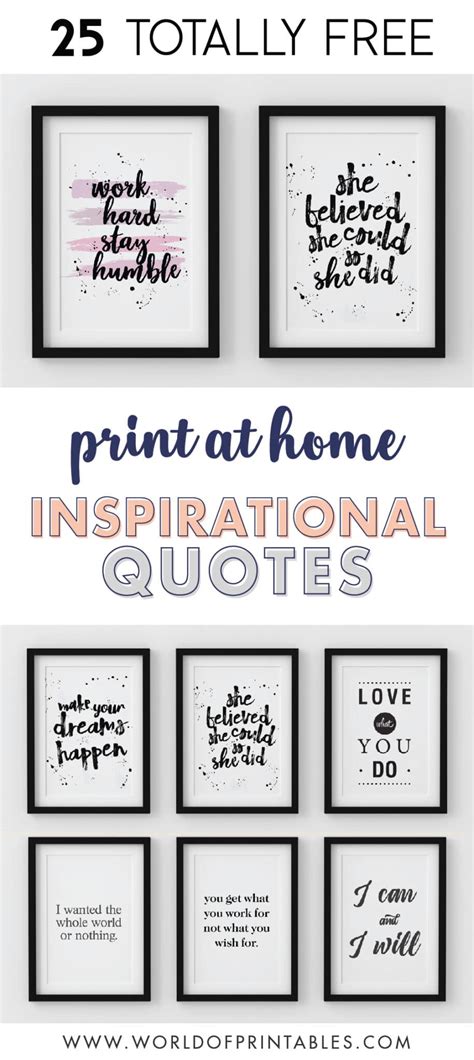 25 Free Inspirational Quotes For Wall Art Prints World Of Printables