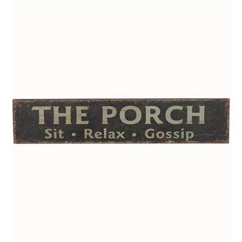 PARISLOFT The Porch Sit Relax Gossip Rustic Wood Wall Decorative Sign