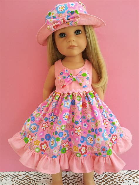 bright summer flowers dress with frill and half appliqued bow with lined sunhat on hannah