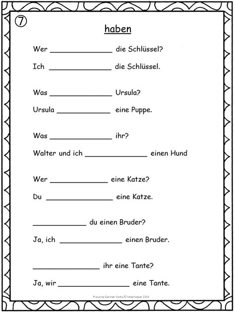 German Verbs Fill In The Blanks German Verb Conjugation