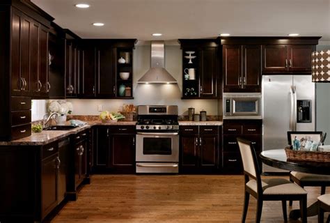 Again, if you use too much dark. Kitchen Dark Cabinets Light Wood Floors | Espresso kitchen cabinets, Brown cabinets, Wood floor ...