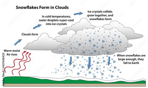 Snowflake Formation In A Science Diagram How Snow Forms Into Flakes As Warm Air Rises And