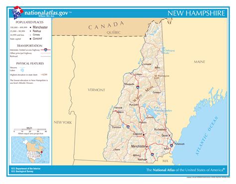 Large Detailed Map Of New Hampshire State New Hampshire State Usa