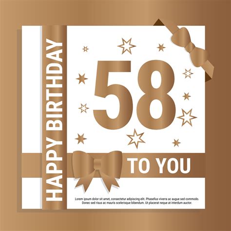 Happy 58th Birthday Gold Numerals And Glittering Gold Ribbons Festive