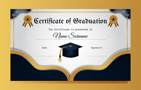 Elegant Blue And Gold Certificate Of Graduation Template 2226470 Vector