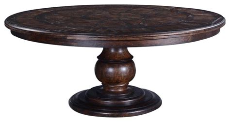 Dining Table Barcelona Round 6 Ft Parquet Top Pedestal Base