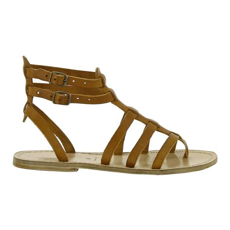 women s flat gladiator sandals handmade in italy in tan leather the leather craftsmen