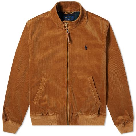 Vintage Ralph Lauren Corduroy Tan Beige Brown Harrington Jacket Mens