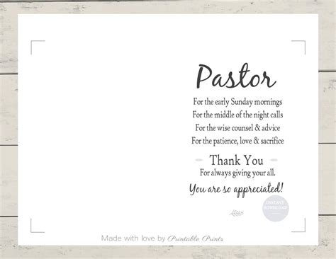 Printable Pastor Appreciation Card 5x7 Card T For Pastor Etsy