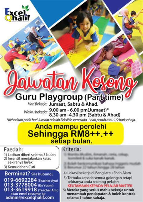Prayer times today in shah alam will start at 05:30 (imsak) and finish at 20:34 (isha). Peluang Kerja Guru Playgroup | Excel Qhalif Playgroup ...