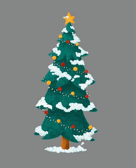 Hand Drawn Decorated Christmas Tree Premium Photo Illustration Rawpixel