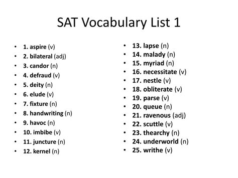 Ppt Sat Vocabulary List Powerpoint Presentation Free Download Id
