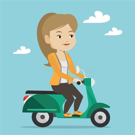 Side View Woman Riding Scooter Stock Illustrations 113 Side View