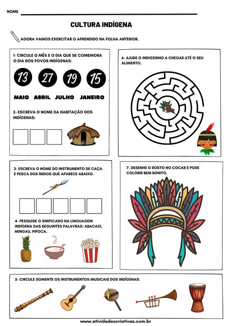 Atividades Criativas Atividades Sobre A Cultura Indígena Para Os 1º E
