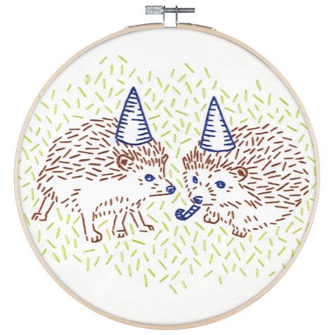 Poplush Hedgehog Party Embroidery Kit Embroidery Kits Embroidery