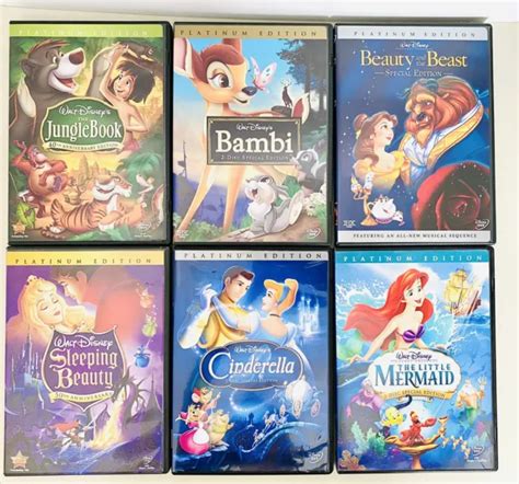 Lot Of 6 Disney Platinum Edition Dvds ~ Cinderella Jungle Book