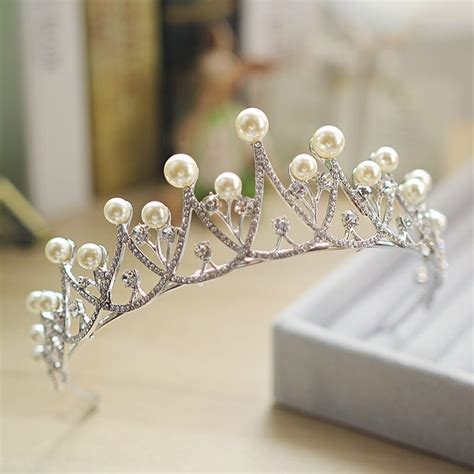 Sparkling Crystal Pearl Tiara Crown Bridal Hair Accessories