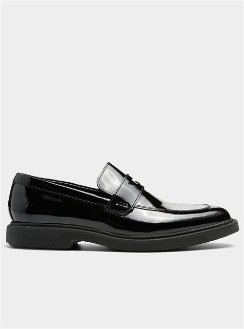 Boss By Hugo Boss Larry Patent Leather Penny Loafers Men In Black For
