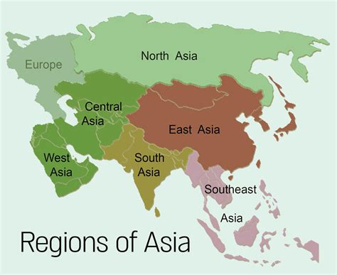 5 Regions Of Asia Map World Map