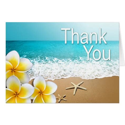 Plumeria Starfish Hawaii Beach Thank You Card