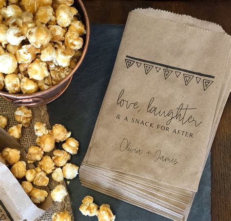 Popcorn Favor Bags Wedding Favor Bags Caramel Corn Snack Etsy