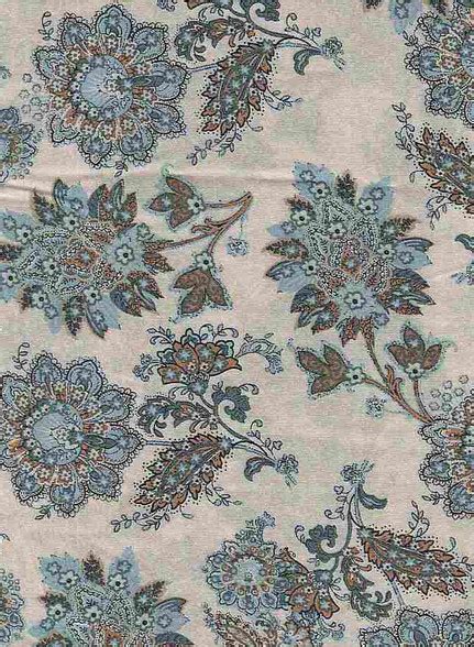 Floral Woven Rayon Challis Fabric Challi Ptf953 Blue Ivory Fabrics