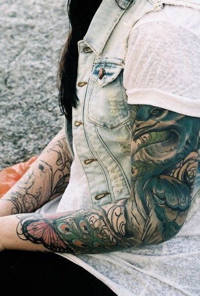 This arm sleeve tattoo depicts the japanese oni, or a japanese monster, along with a dragon. Nature tattoo sleeve idea in progress | Tatuajes ...