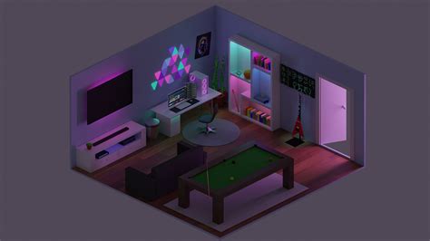 Low Poly Isometric Game Room Finished Projects Blender Artists