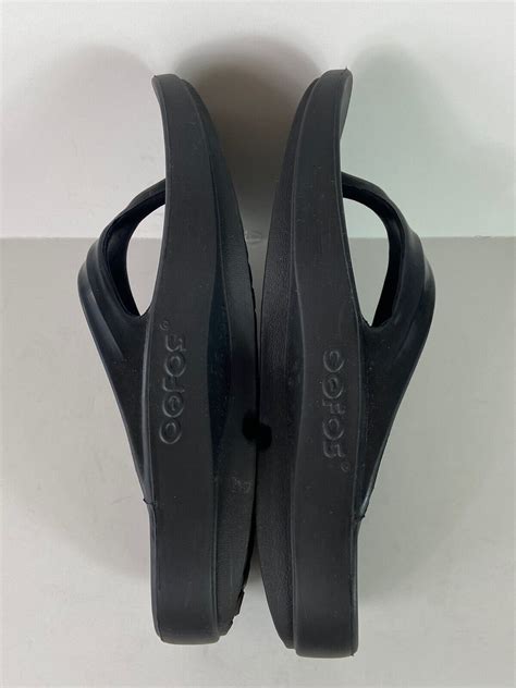 oofos oolala women s size 7 black flip flop thong recovery sandals ebay