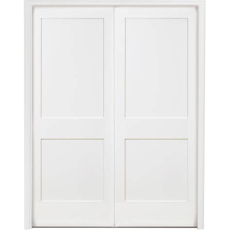 Designs of double closet doors, title: Steves & Sons 60 in. x 80 in. 2-Panel Square Shaker White ...