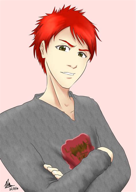 Anime Guy With Red Hair Uphairstyle