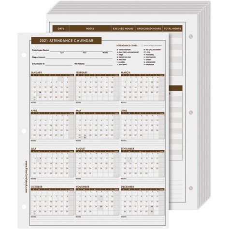 These attendance sheet templates are perfect for both teachers and to those who work in an attendance sheet is a very useful tool you can use to keep track of attendance. 2021 Attendance Calendar Card Stock Paper - Great Employee Work Tracker | Printed on Durable and ...