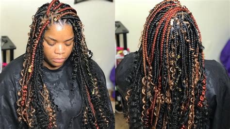 How To Do Triangle Box Braids And Curls Very Detailed