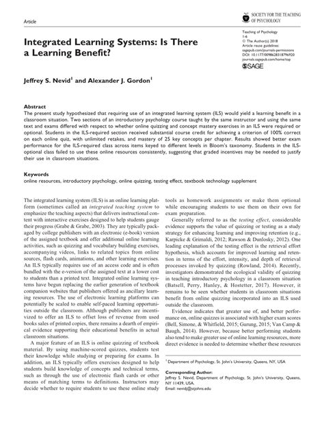 Pdf Integrated Learning Systems Is There A Learning Benefit
