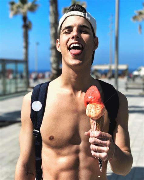 Cute Happy Shirtless Gay Twink Licking Ice Cream Dripping