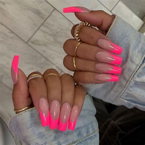 Pink Nails That Prove Manicures Can Go From Light To Hot In An Instant Pink Tip Nails Long
