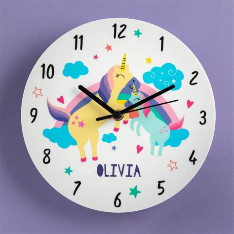 Personalised Hugging Unicorns Bedroom Clock By The Ting Knot