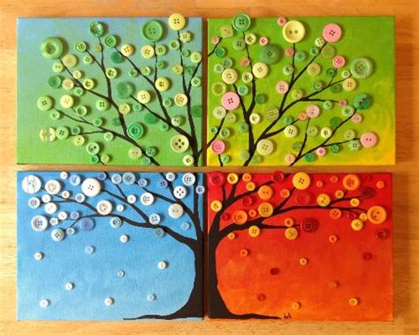 Homemade Colorful Button Tree Wall Art Project The