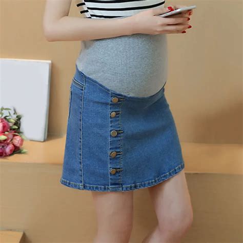 Fashion High Waist Maternity Denim Skirt Summer Maternity Jean Skirt Pregnancy Skirts Clothes