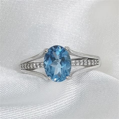 Meibapj Classic Big Natural London Blue Topaz Gemstone Ring For Women